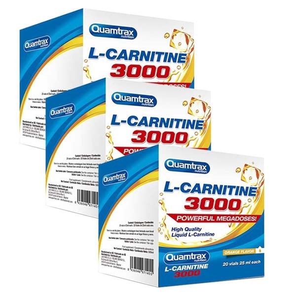 L-Carnitine 3000mg  3 x 20 Ampolas Quamtrax