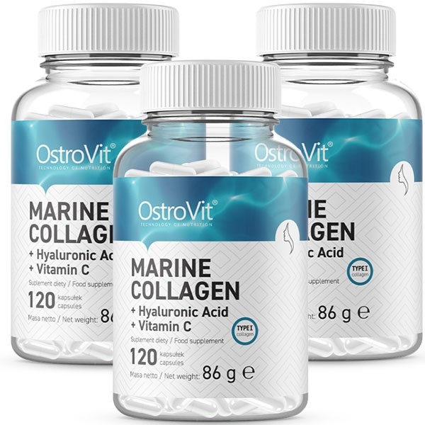 Marine Collagen with Hyaluronic Acid and Vitamin C - 3 x 120 caps - 3 meses